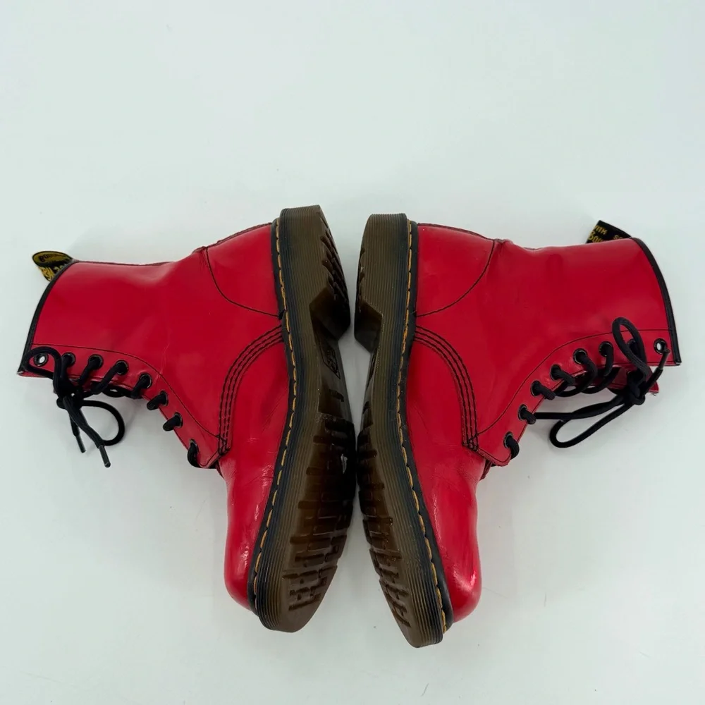 Dr Doc Martens Red Combat Boots Women’s 8 39 FLAWS - Picture 5 of 7